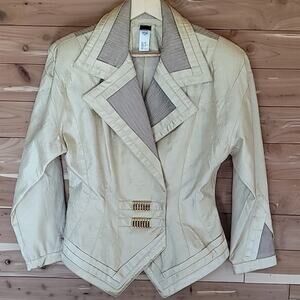 80s Vintage IIF Blazer & Skirt Power Suit, Size L/14, Light Gold & Metallic Tan
